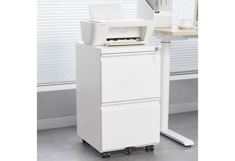 IDEASY Aktenschrank Rollcontainer Metall 2 Schubladen Schloss A4 weiß von IDEASY
