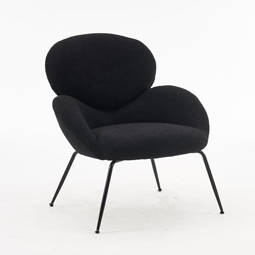 IDEASY Ankleidestuhl Freizeitstuhl mit Samtmetallbein gepolsterter Stoff Wohnzimmer Schlafzimmer Schminkstuhl Schwarz von IDEASY