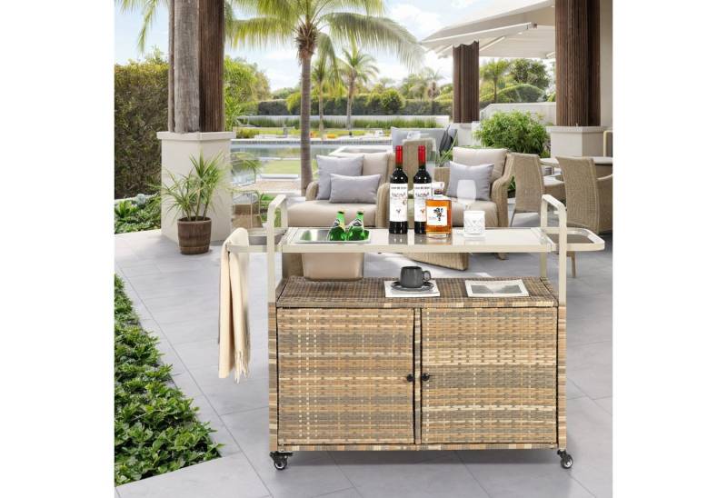 IDEASY Auflagenbox Outdoor-Barwagen mit Schwenkrädern & Eisbehälter – Garten & Pool von IDEASY
