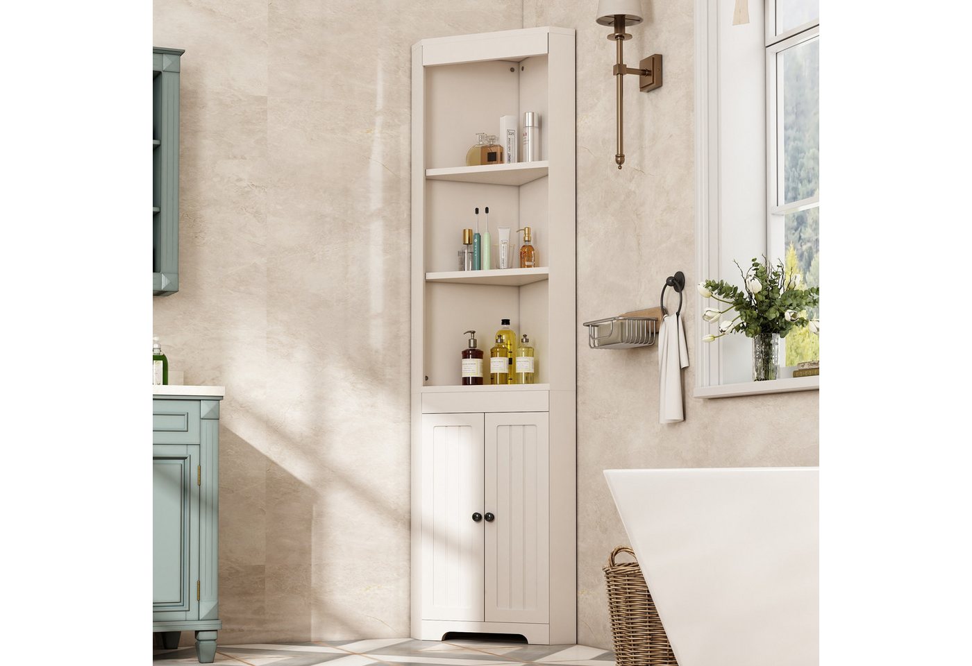 IDEASY Badkommode Bad-Hochschrank weiß mit 3 Fächern + Feuchteschutz IDEASY Badkommode Bad-Hochschrank weiß mit 3 Fächern + Feuchteschutz von IDEASY