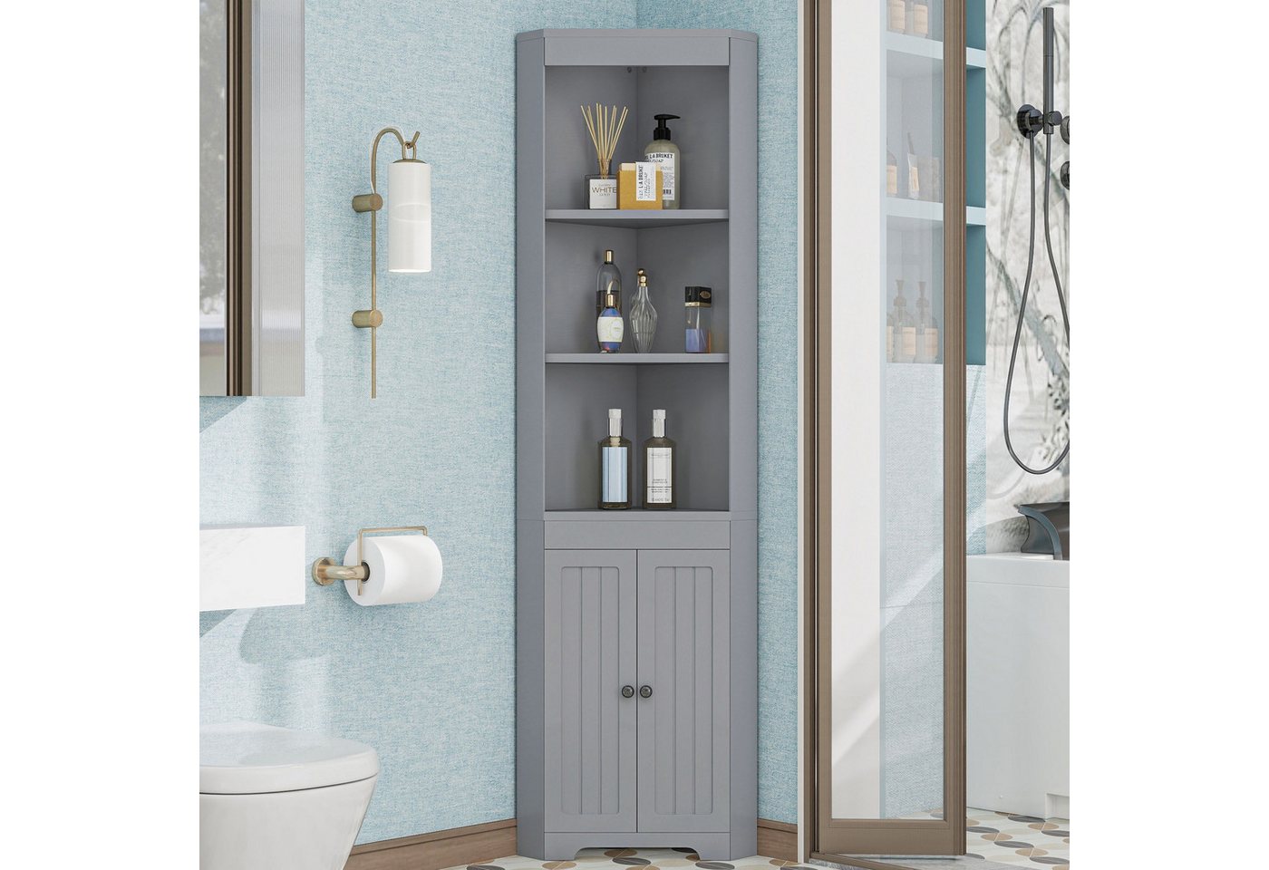 IDEASY Badkommode Bad-Hochschrank weiß mit 3 Fächern + Feuchteschutz IDEASY Badkommode Bad-Hochschrank weiß mit 3 Fächern + Feuchteschutz von IDEASY