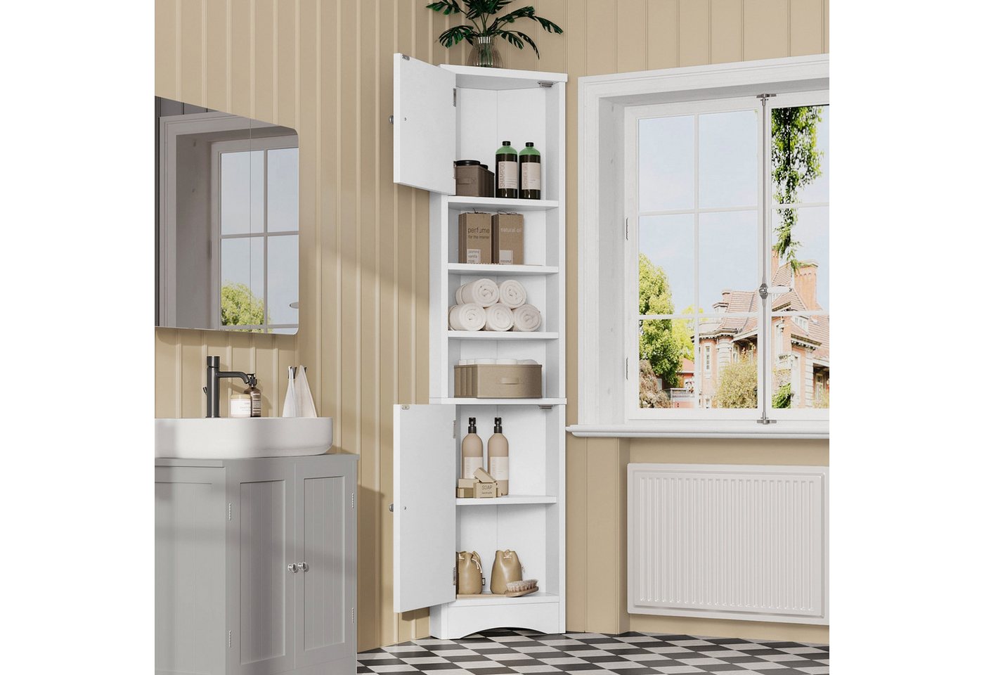 IDEASY Badkommode Dreieck-Badschrank weiß Doppeltüren feuchtbeständig IDEASY Badkommode Dreieck-Badschrank weiß Doppeltüren feuchtbeständig von IDEASY