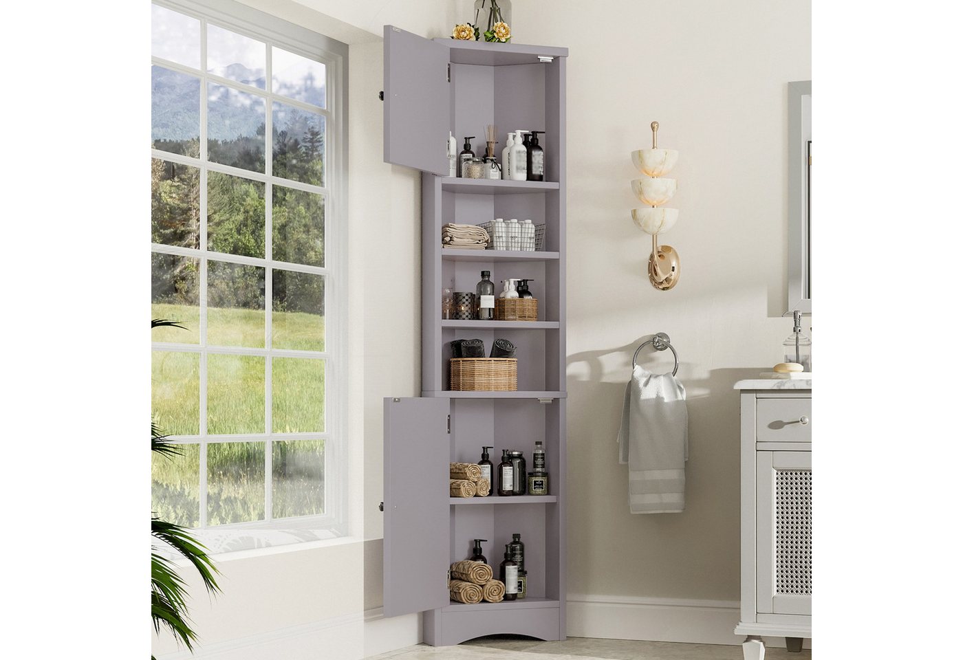 IDEASY Badkommode Dreieck-Badschrank weiß Doppeltüren feuchtbeständig IDEASY Badkommode Dreieck-Badschrank weiß Doppeltüren feuchtbeständig von IDEASY