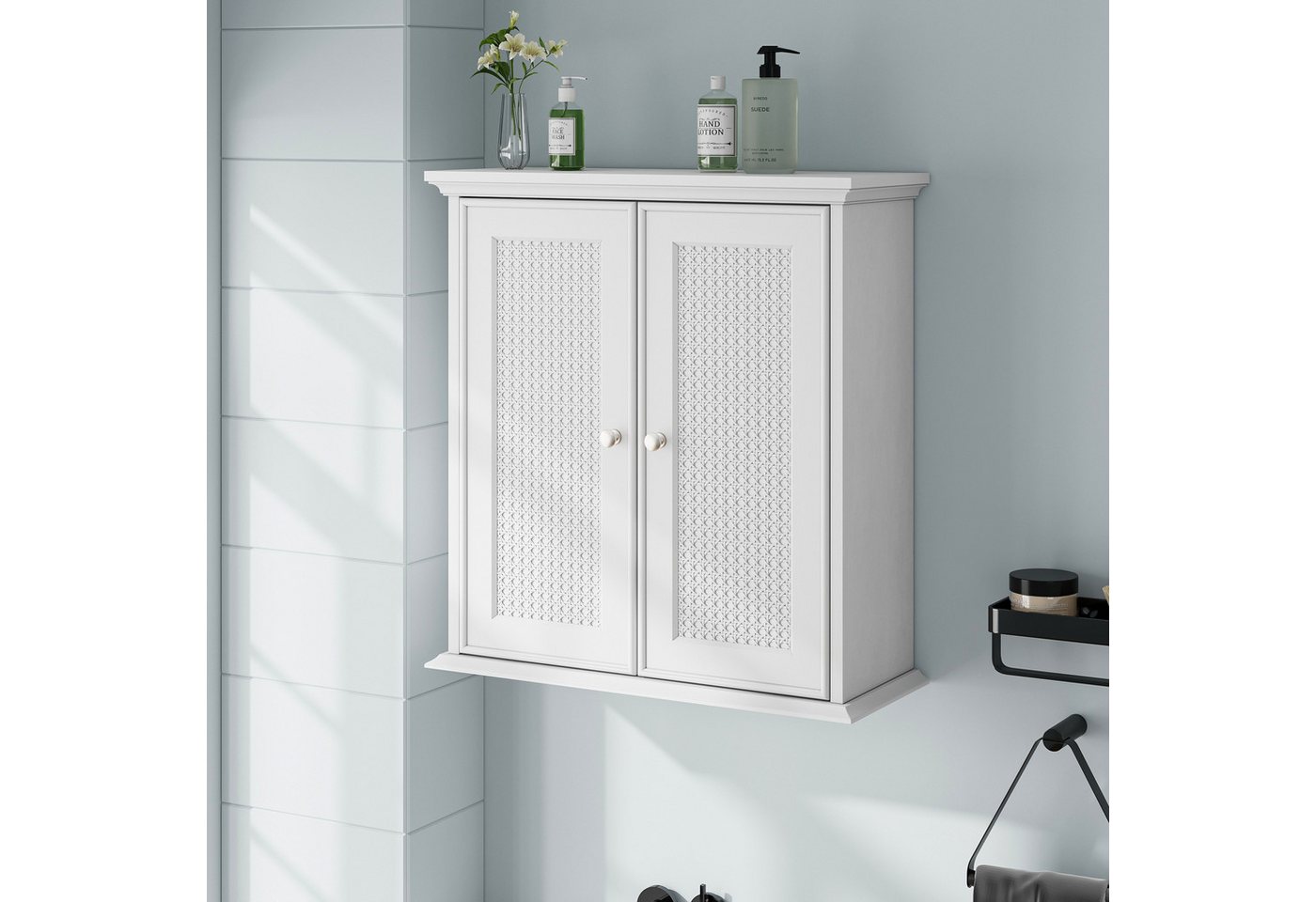 IDEASY Badkommode Wandmontierter Badschrank mit Korbtüren, Medizinschrank verstellbare Regalen Bad, Küche IDEASY Badkommode Wandmontierter Badschrank mit Korbtüren, Medizinschrank verstellbare Regalen Bad, Küche von IDEASY