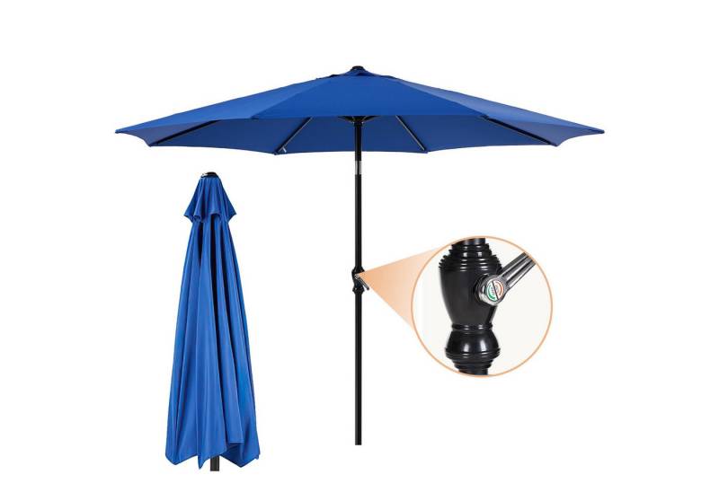 IDEASY Balkonschirm Sonnenschirme 270cm Patio Umbrella - Outdoor Tisch Marktschirm, mit Kurbel und 8 Rippen Beidseitig um 30° knickbar Wasser Winddicht von IDEASY