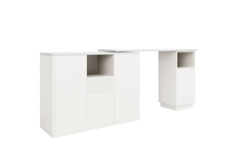 IDEASY Bartisch Hauptkörper 198,5 x 30 x 75 cm, Um 360° drehbarer Bistrotisch (mit offenem Stauraum und Marmor-Arbeitsplatte, odernes und schlichtes), Aufbewahrungsinsel für Küchen, Esszimmer oder Wohnzimmer von IDEASY