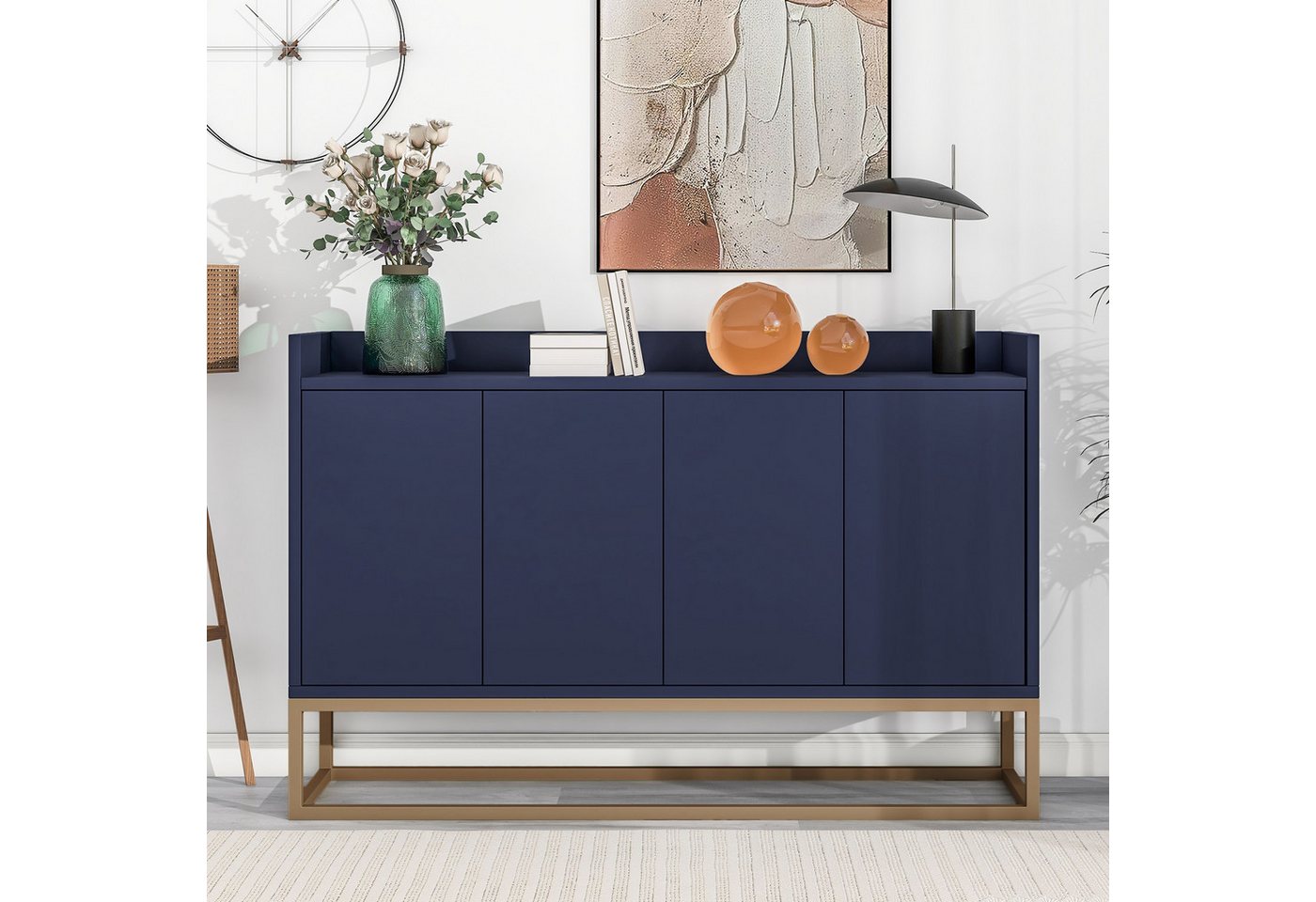 IDEASY Buffet Aufbewahrungsschrank, Sideboard mit 4 Türen, (verstellbaren Regalen mit Metallsockel für Eingangsbereich) Wohnzimmer, Büro, Schlafzimmer, Küche von IDEASY