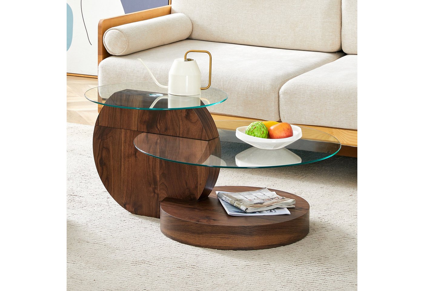IDEASY Couchtisch Moderner Couchtisch aus gehärtetem Glas mit mehrschichtigem Design von IDEASY