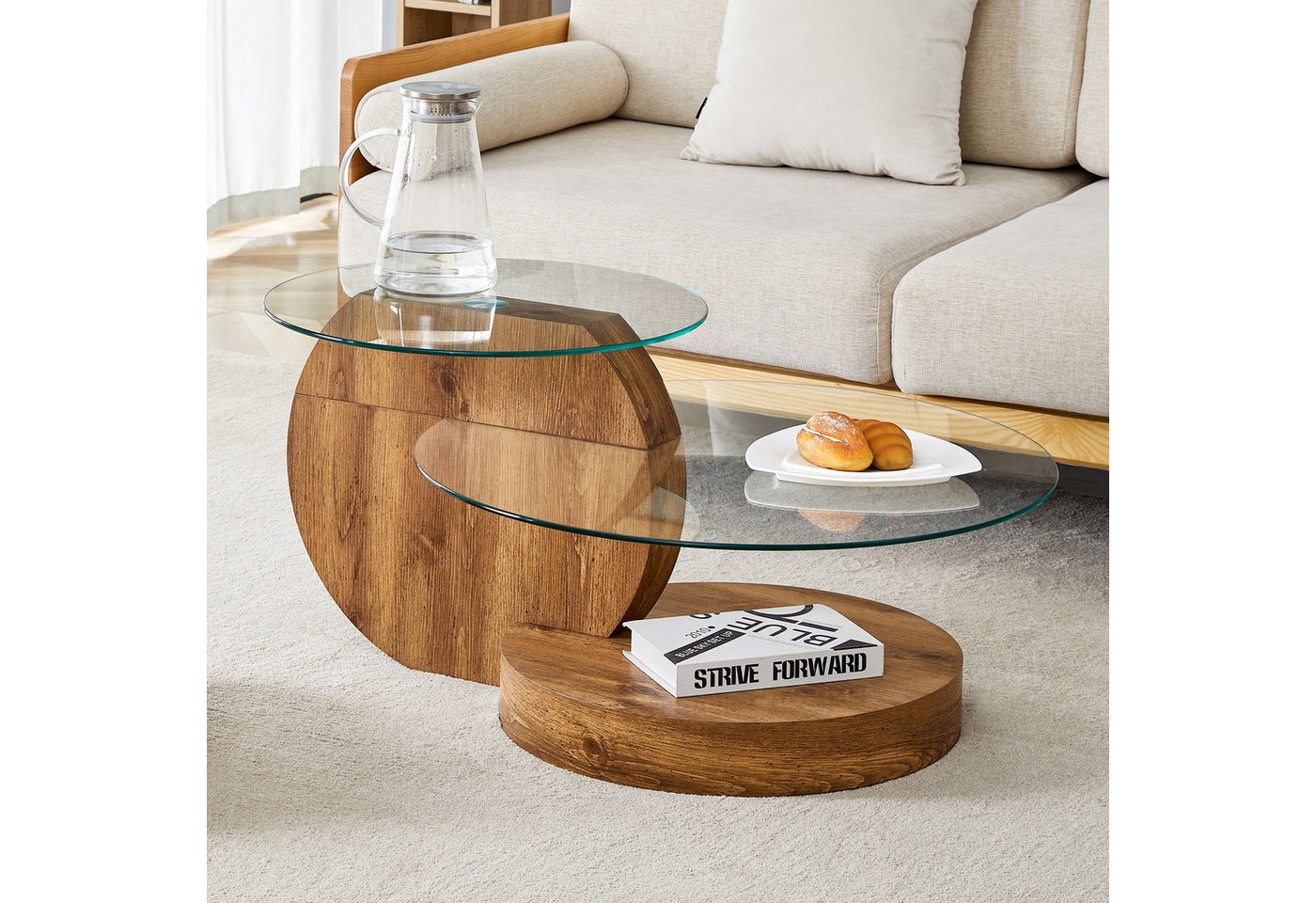 IDEASY Couchtisch Moderner Glas-Couchtisch mit MDF-Gestell in Farbwahl von IDEASY