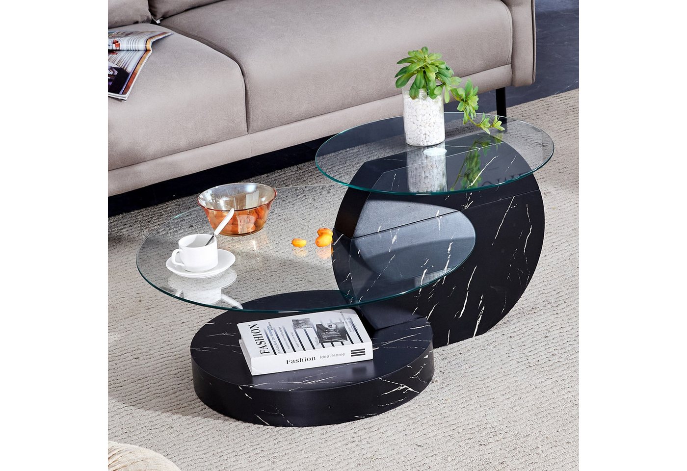 IDEASY Couchtisch Moderner Glas-Couchtisch mit MDF-Gestell in Farbwahl von IDEASY