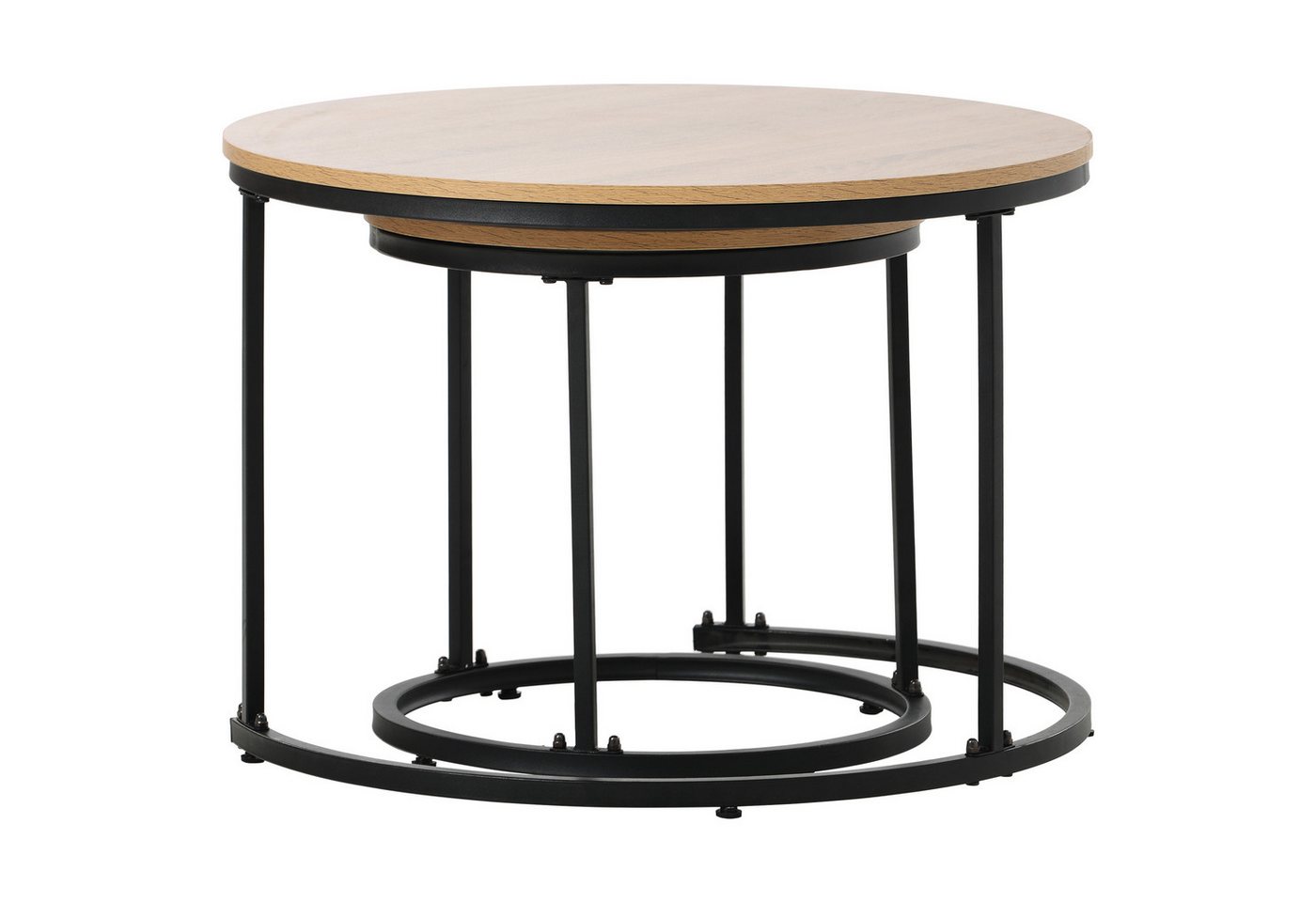 IDEASY Couchtisch Runder Couchtisch 2er Set Satz Couchtisch Wohnzimmer (Runder geschachtelter Beistelltisch 2 Runder Beistelltisch(Eiche), Großer Tisch: 50 x 70.5 cm.Kleiner Tisch:45.5 x 44 cm von IDEASY