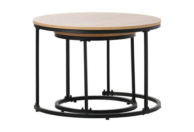 IDEASY Couchtisch Runder Couchtisch 2er Set Satz Couchtisch Wohnzimmer (Runder geschachtelter Beistelltisch 2 Runder Beistelltisch(Eiche), Großer Tisch: 50 x 70.5 cm.Kleiner Tisch:45.5 x 44 cm von IDEASY