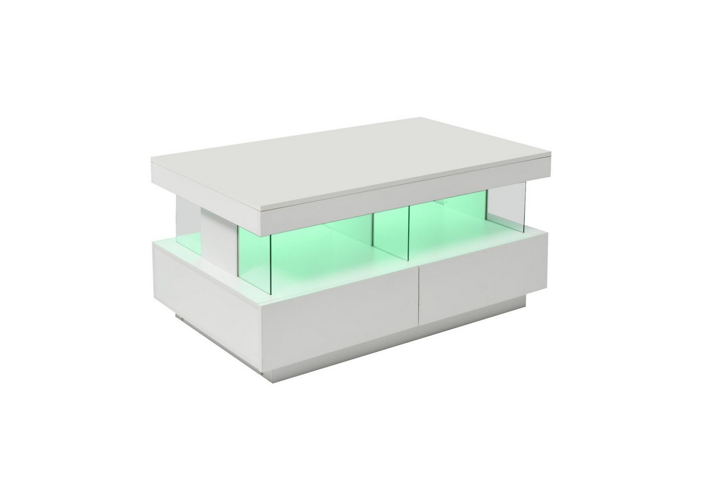 IDEASY Couchtisch Sofatisch, kratzfest, glatte Tischplatte, 100 x 60 x 49,5 cm, (16-farbiges LED-Licht, mit Schublade, minimalistisch), geschlossener Sockel für einfache Reinigung von IDEASY