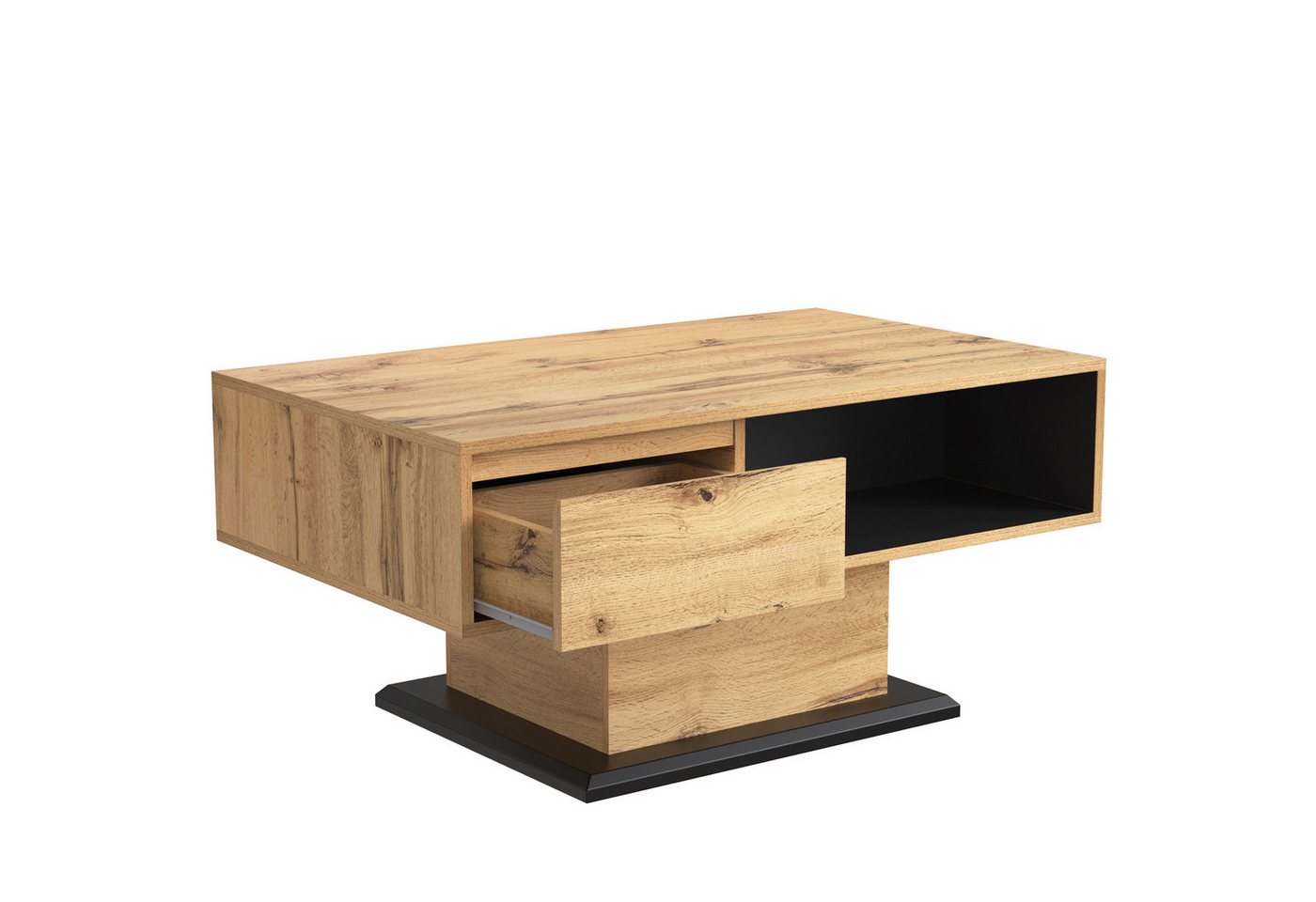 IDEASY Couchtisch Sofatisch mit Schublade und doppelseitigem Stauraum (1 Tisch), Eichenoptik, Grifflos, einfache Montage. 100x47x60 cm von IDEASY