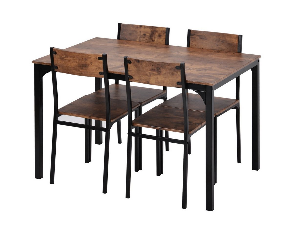 IDEASY Essgruppe 5 St. Vintage Essgruppen, Esstisch mit 4 Stühlen, Platz sparendes, (Für 4 Personen, Esstisch 108 x 65 x 75 cm, Essstuhl mit Rückenlehne), Esstisch und Stühle, geeignet für Esszimmer, Bar, Garten, Balkon von IDEASY