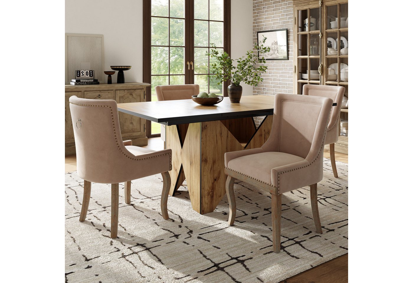IDEASY Essgruppe Esstisch-Set 138x80cm,4 beige Stühle mit Massivholz IDEASY Essgruppe Esstisch-Set 138x80cm,4 beige Stühle mit Massivholz von IDEASY