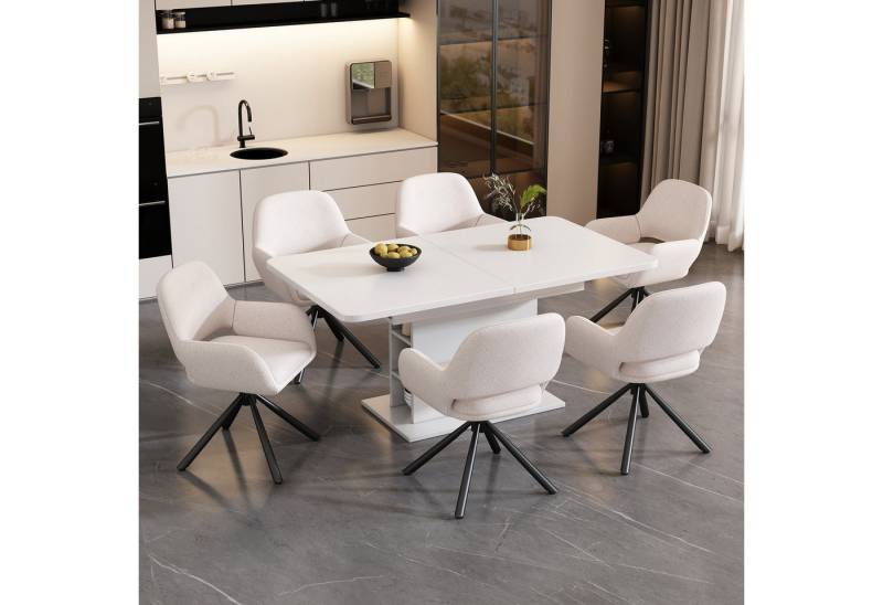 IDEASY Essgruppe Esszimmer-Set: Erweiterbarer Tisch +4 Sherpa-Stühle, (6-tlg) von IDEASY