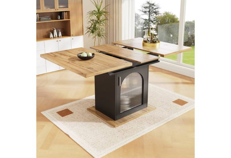 IDEASY Esstisch Ausziehbarer Esstisch 140x80cm, 3 Ebenen Natur/Schwarz von IDEASY