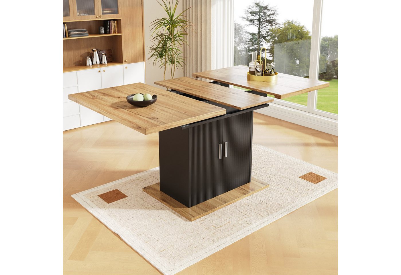 IDEASY Esstisch Ausziehbarer Esstisch mit 3 Ablageebenen Natur/Schwarz IDEASY Esstisch Ausziehbarer Esstisch mit 3 Ablageebenen Natur/Schwarz von IDEASY
