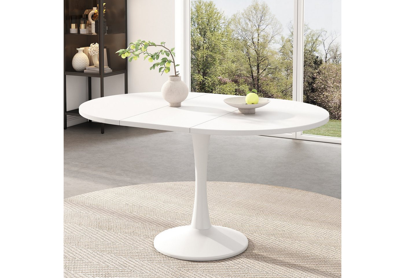 IDEASY Esstisch Ausziehbarer Esstisch oval 140x100cm schwarz modern von IDEASY