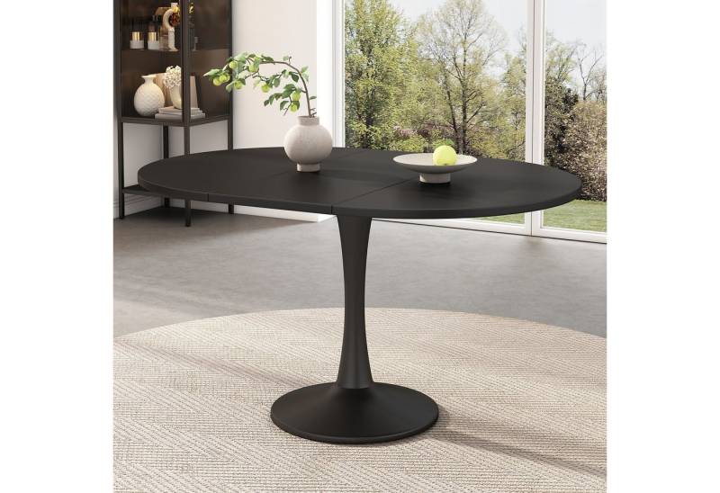 IDEASY Esstisch Ausziehbarer Esstisch oval 140x100cm schwarz modern von IDEASY