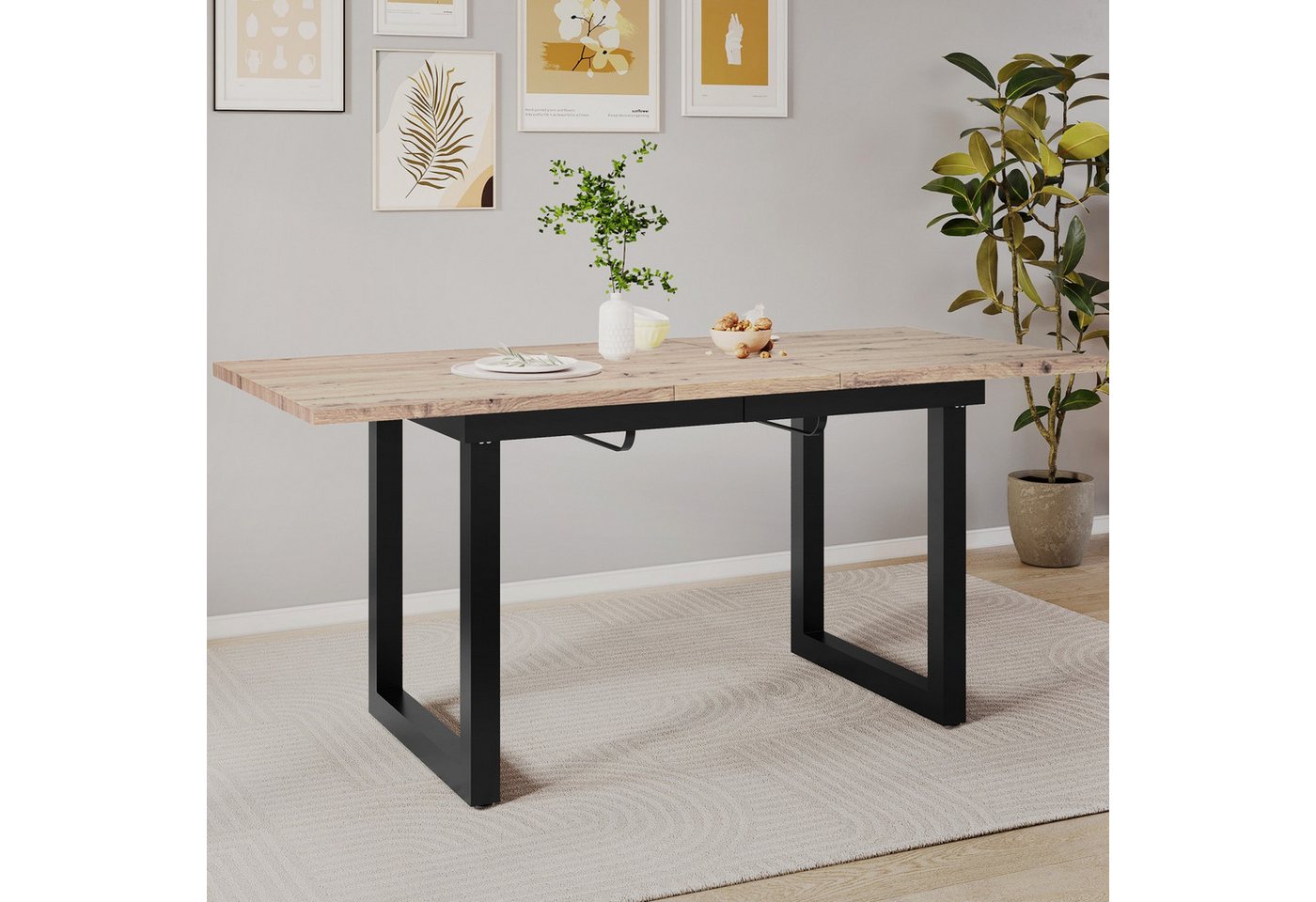 IDEASY Esstisch Erweiterbarer Esstisch Industriestil - Moderner Tisch aus Eisen & MDF (Längenverstellbar (140-180 cm), Stahlrohrrahmen), MDF-Platte, einfache Montage in 20 Minuten von IDEASY