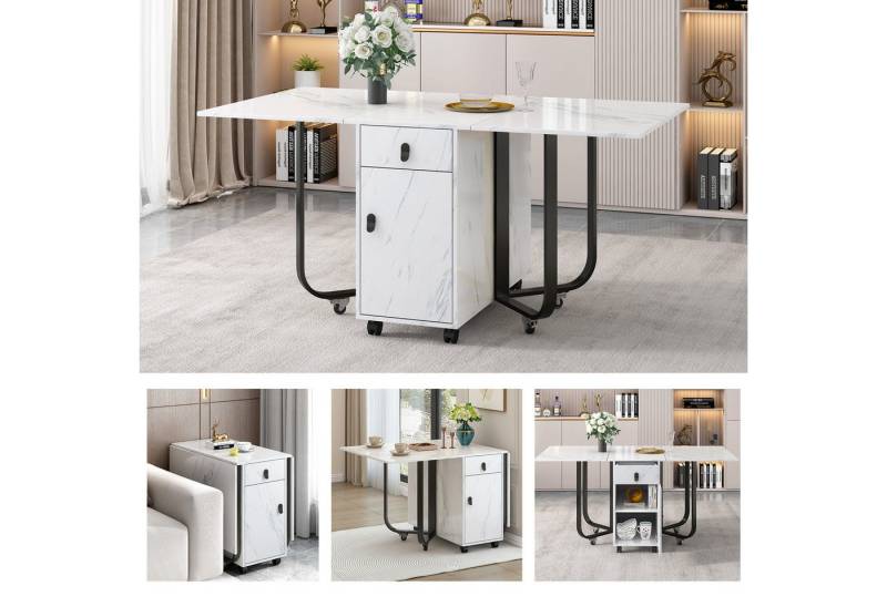 IDEASY Esstisch Klappbarer Esstisch mit Schubladen, Schrank & Rollen von IDEASY