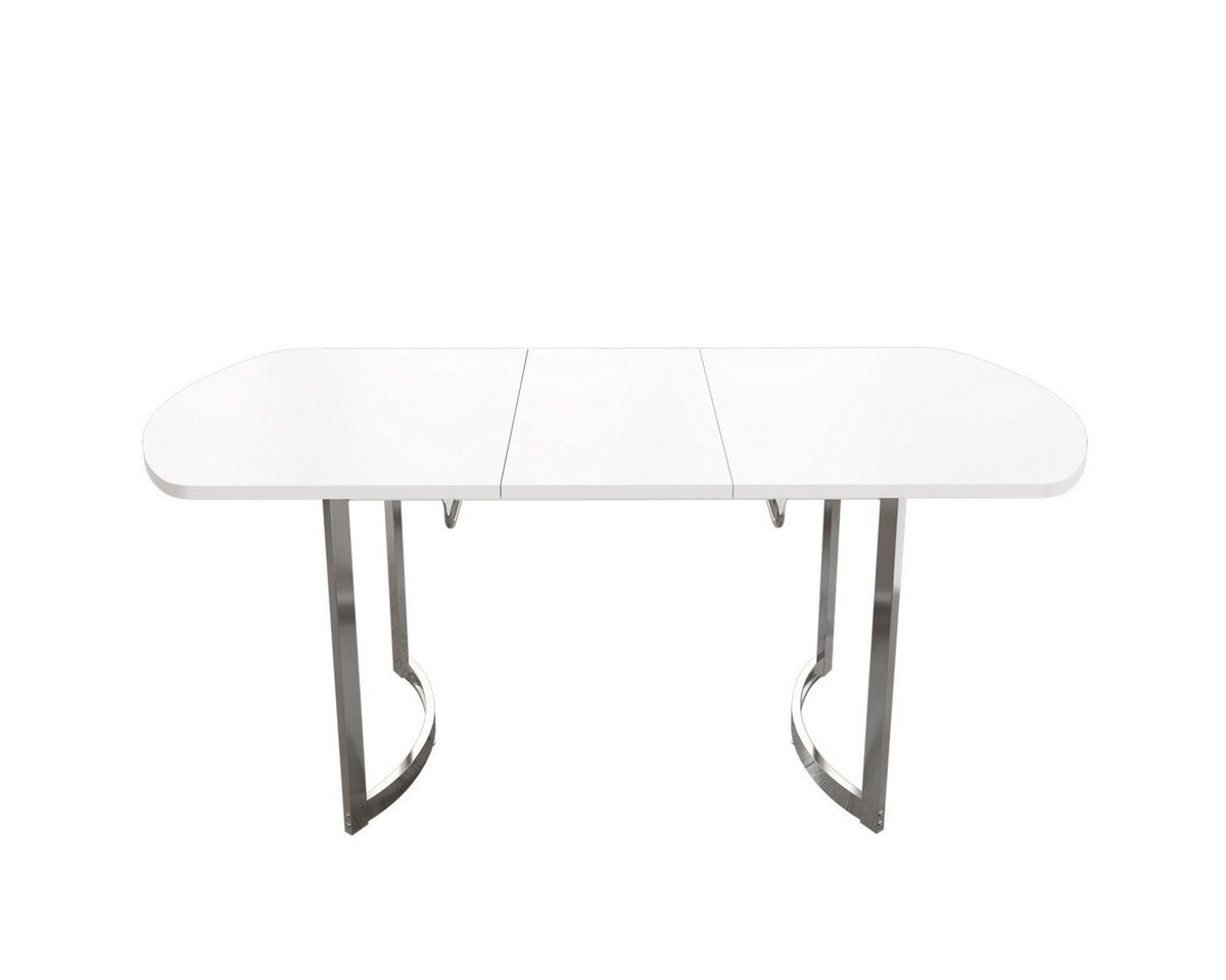 IDEASY Esstisch Moderner Esstisch Ausziehbar, Mehrzweck-Esstisch, Gebogene Tischbeine (Kann als Küchentisch, Schreibtisch, Werkbank verwendet werden), Versilberte Metallbeine, 140-180 x 80 x 75,5 cm, Belastbarkeit 60 kg von IDEASY