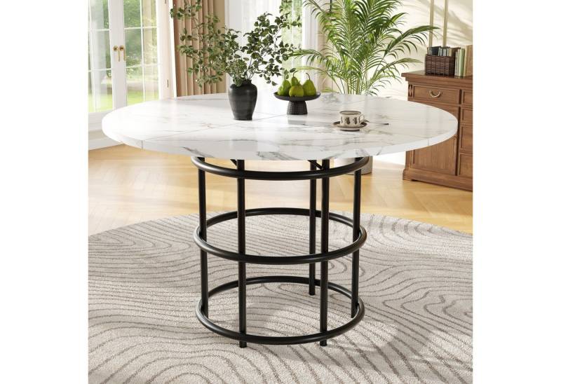 IDEASY Esstisch Runder Esstisch 100cm mit Goldmetallbeinen & Marmor-MDF von IDEASY