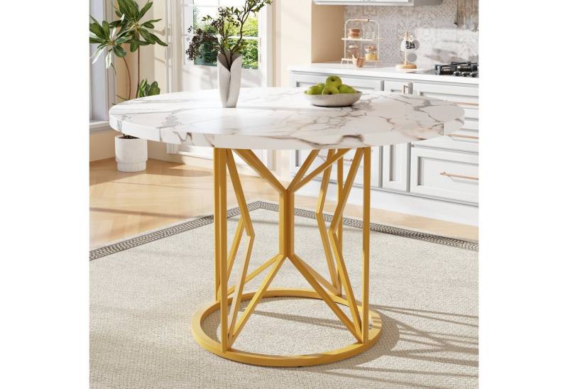 IDEASY Esstisch Runder Esstisch für 4-6 mit schwarzen Metallbeinen von IDEASY