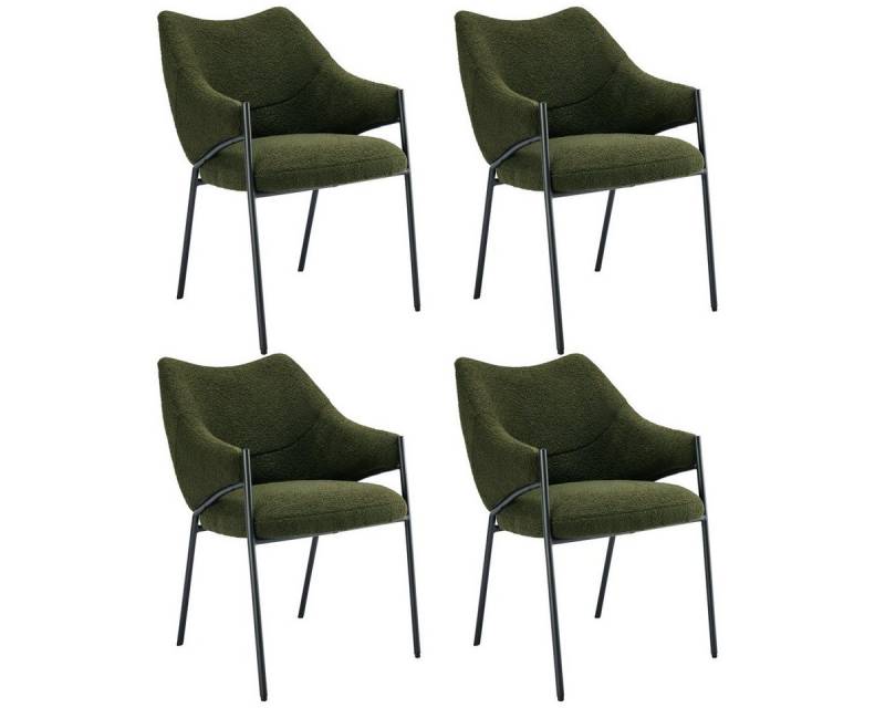 IDEASY Esszimmerstuhl 1/2/4/6St, Plüschsessel, Wohnzimmer-Freizeitstuhl, Tragfähigkeit 150kg (4 St), Extra dickes Sitzkissen aus Lammwolle, Metallbeine von IDEASY