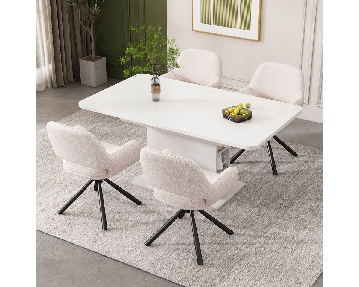 IDEASY Esszimmerstuhl 2/4/6 St. Moderner Esszimmerstuhl, Drehstuhl, 4-Fuß-Stühle, Sessel (4 St), Sherpa-Stoff, 360° drehbar, Armlehnen, Metallbeine, 150 kg belastbar von IDEASY