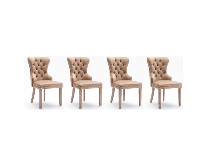 IDEASY Esszimmerstuhl 2/4/6St, Bequeme Küchenstühle, Wohnzimmerstuhl, Belastbarkeit 150kg, Hoher Rücken, Massivholzbeine, Samt, extra dickes Sitzkissen von IDEASY
