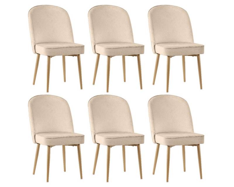 IDEASY Esszimmerstuhl 2/4/6St, Küchenstuhl mit Metallbeinen und weichem Samtsitzkissen (6 St), Polsterstuhl mit hoher Rückenlehne und rautenförmiger Rückenlehne von IDEASY