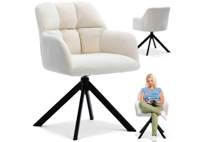 IDEASY Esszimmerstuhl Drehbarer Samtstuhl mit Armlehnen, gepolsterter Komfortstuhl 59×80cm (Ein Stuhl), Eleganter Home-Office-Stuhl aus Samt, 360° drehbar, mit Rückenlehne von IDEASY