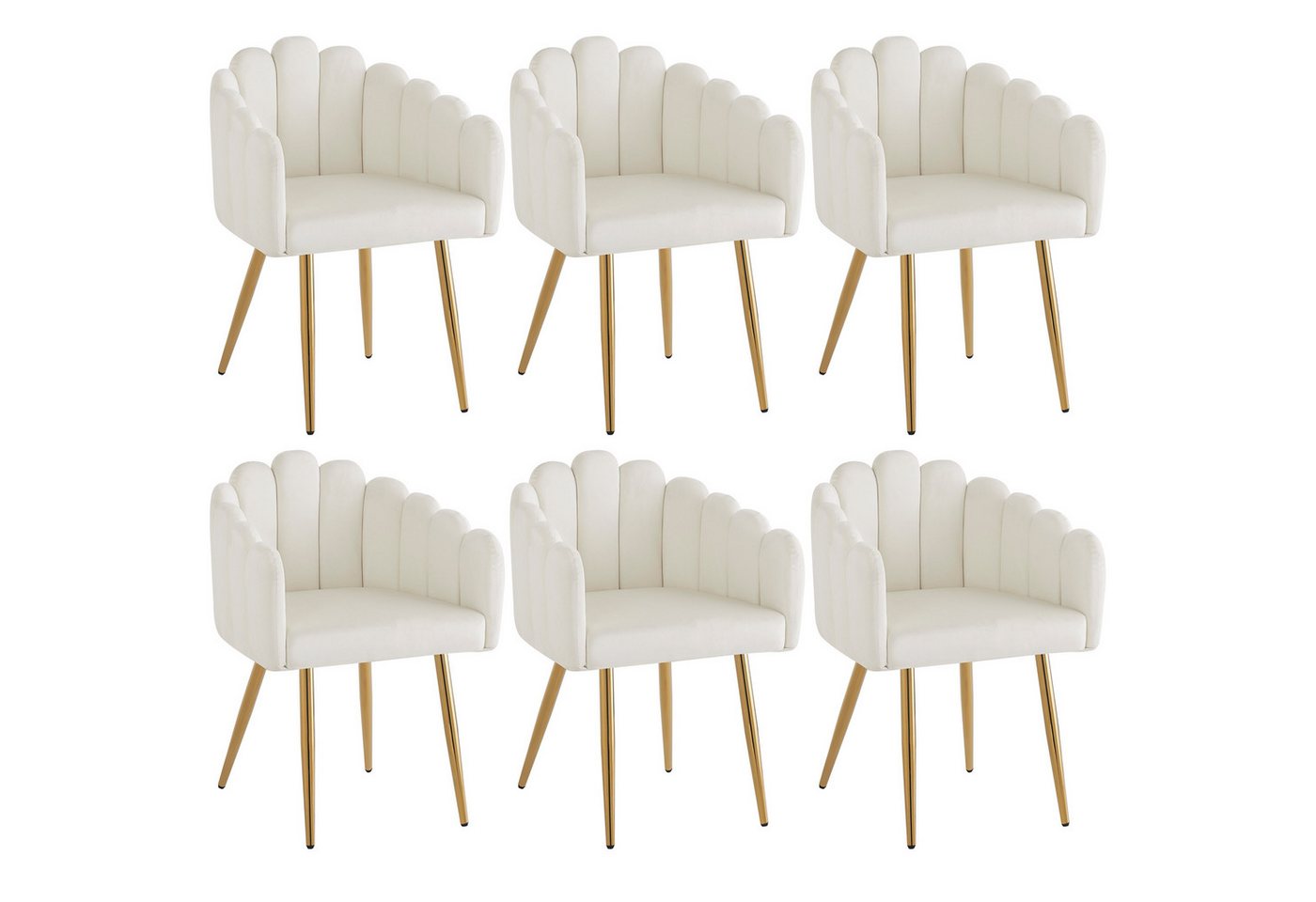 IDEASY Esszimmerstuhl Exklusives Fächerdesign mit Samtbezug & goldener Metalloptik (Luxus Esszimmerstühle Set 2/4/6er), Ideal als Schmink- oder Gästestuhl von IDEASY