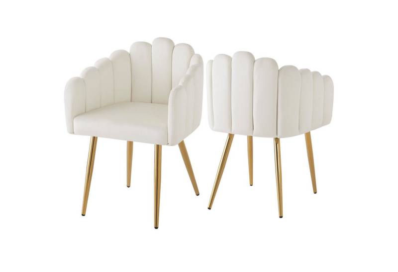 IDEASY Esszimmerstuhl Exklusives Fächerdesign mit Samtbezug & goldener Metalloptik (Luxus Esszimmerstühle Set 2/4/6er), Ideal als Schmink- oder Gästestuhl von IDEASY