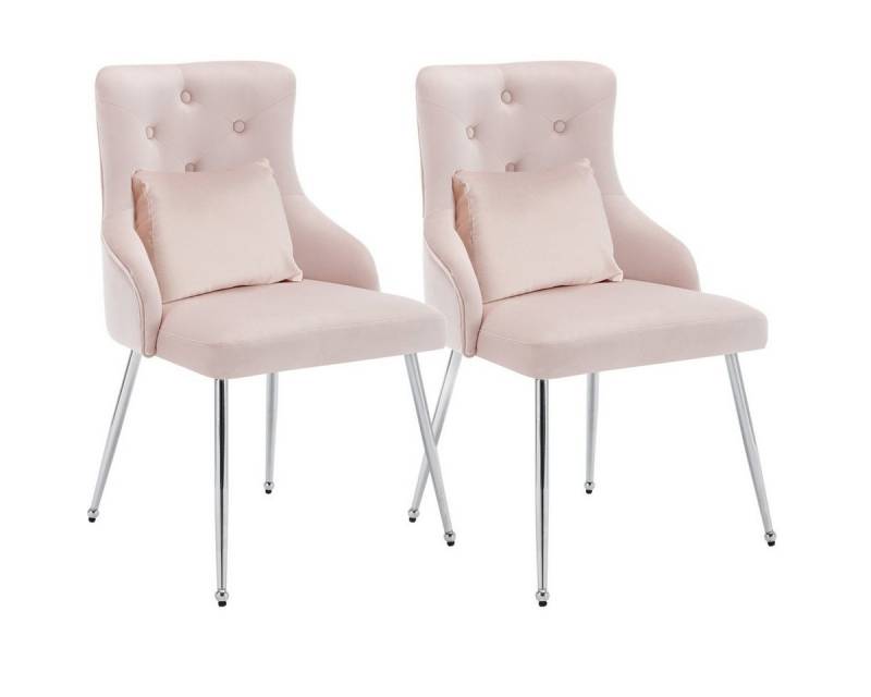 IDEASY Esszimmerstuhl Moderner Esszimmerstuhl mit Lendenkissen, Polsterstühle, Loungesessel (2 St), 2/4/6 St. Samtstoff, Knopfdetails, Metallfüße, 150 kg belastbar von IDEASY