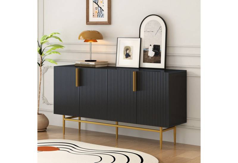 IDEASY Fächerschrank Buffetschrank, Aufbewahrungsschrank, (Spanplatte und MDF mit goldenen Metallbeinen und -griffen) verstellbare Regale, geeignet für Wohnzimmer, Esszimmer von IDEASY
