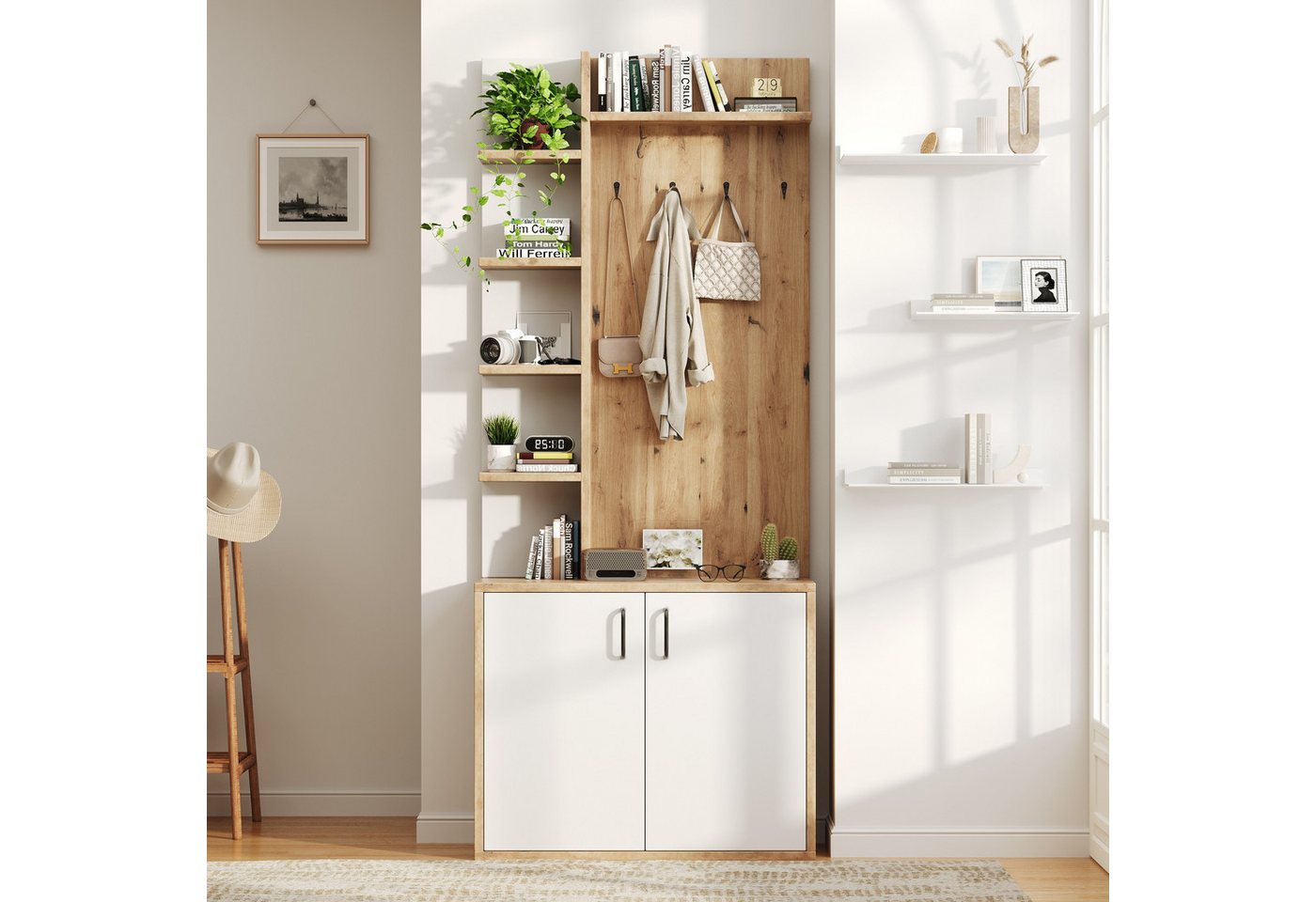 IDEASY Garderobenständer Garderobenständer mit Schuhschrank, 5 Fächer Holz/Weiß IDEASY Garderobenständer Garderobenständer mit Schuhschrank, 5 Fächer Holz/Weiß von IDEASY