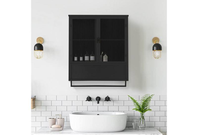 IDEASY Hängeschrank 60cm 2-türiger Glaswandschrank mit Handtuchhalter von IDEASY
