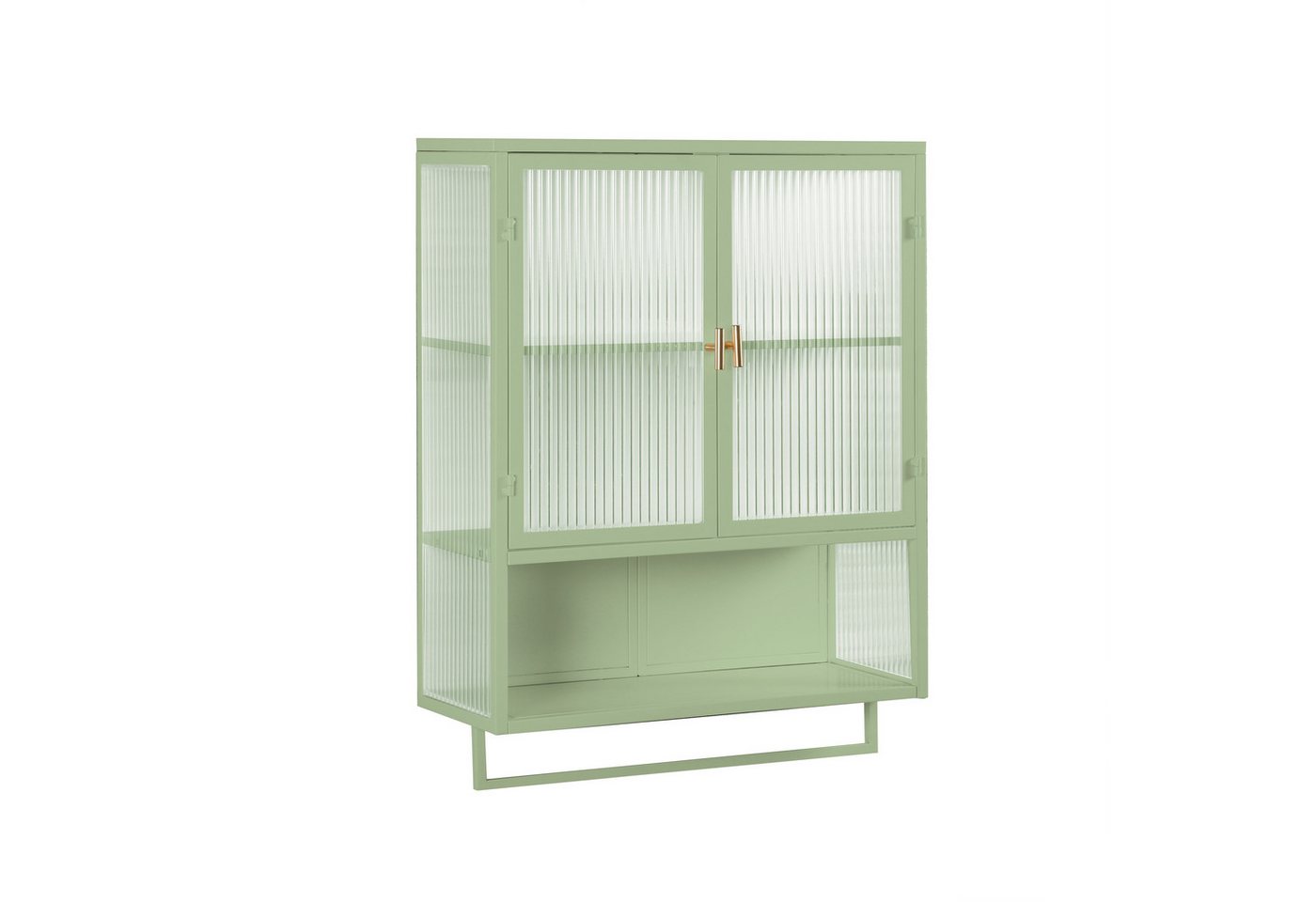 IDEASY Hängeschrank 60x23x78CM, Wandschrank mit zweistufiger geschlossener Lagerung (mit 2 Glastüren einem offenen Regal und Handtuchhalter) Küchenschrank für Eingangsbereich Wohnzimmer Badezimmer Esszimmer von IDEASY