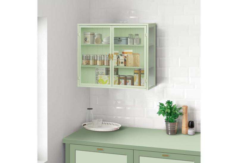 IDEASY Hängeschrank 70cm Hängeschrank, Glastüren Moderner zweitüriger Wandschrank mit dreistufiger Lagerung IDEASY Hängeschrank 70cm Hängeschrank, Glastüren Moderner zweitüriger Wandschrank mit dreistufiger Lagerung von IDEASY