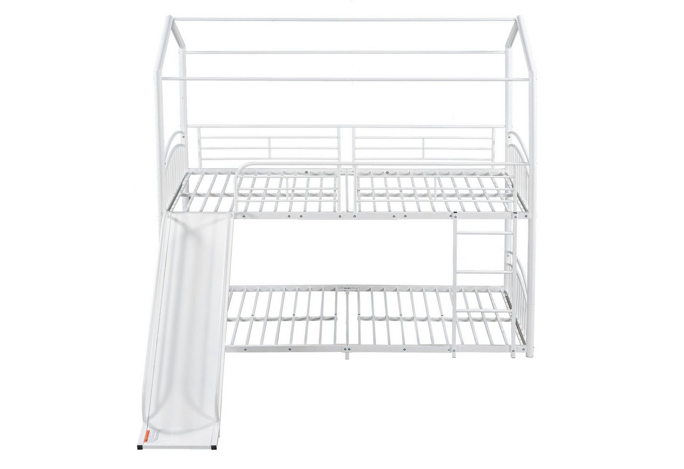 IDEASY Hausbett Metallbettgestell, Jugendbett, Etagenbett mit Treppe, mit Rutsche, 90x200cm, abgerundete Kanten, einfache Montage von IDEASY