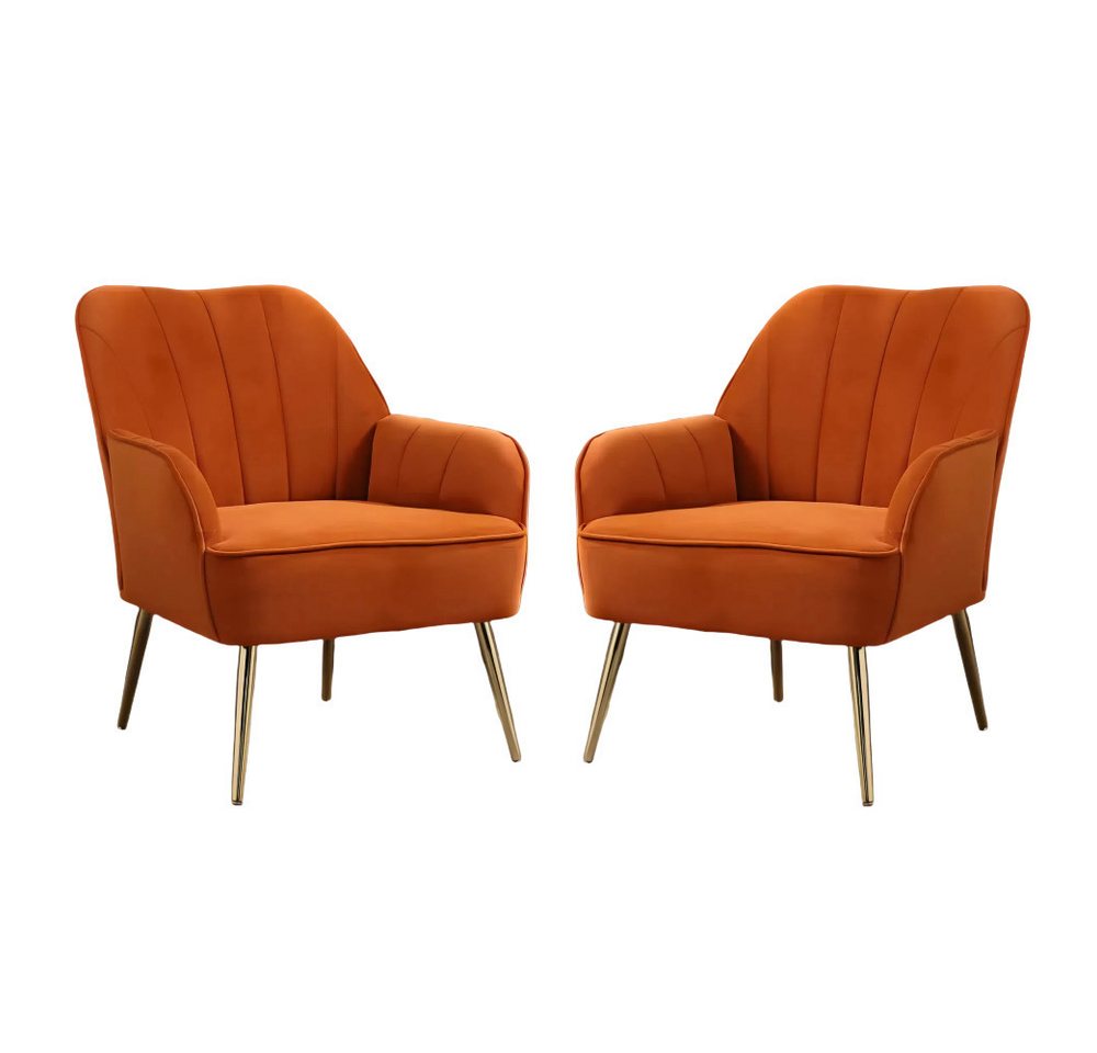 IDEASY Loungesessel Stilvoller Freizeitstuhl, Samtstoff mit Armlehnen, 2er-Set (2 Stück) von IDEASY