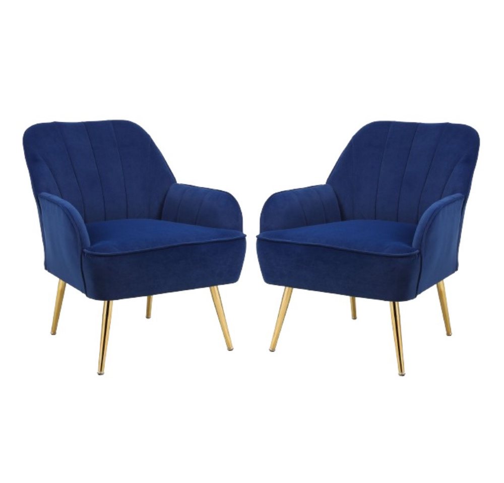 IDEASY Loungesessel Stilvoller Freizeitstuhl, Samtstoff mit Armlehnen, 2er-Set (2 Stück) von IDEASY