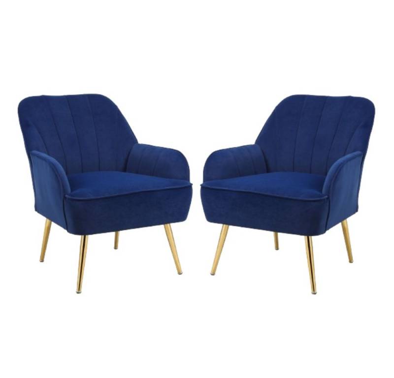 IDEASY Loungesessel Stilvoller Freizeitstuhl, Samtstoff mit Armlehnen, 2er-Set (2 Stück) von IDEASY