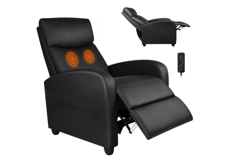IDEASY Loungesofa Modernes Einzel-Massagesofa, schwarzer Liegesessel, Verstellbare Rückenlehne und Sitzkissen aus PU-Leder von IDEASY