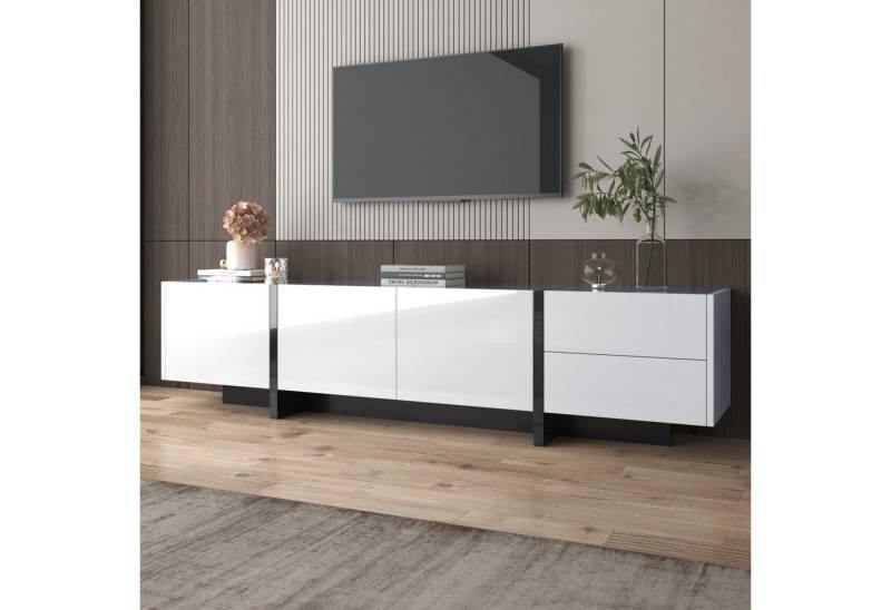 IDEASY Lowboard Vertikal weiß TV-Lowboard, geeignet für TV-Geräte bis zu 59 Zoll, TV-Schrank, schlichte Eleganz, 3 Türen, 2 Schubladen, 190x 35x 45 cm IDEASY Lowboard Vertikal weiß TV-Lowboard, geeignet für TV-Geräte bis zu 59 Zoll, TV-Schrank, schlichte Eleganz, 3 Türen, 2 Schubladen, 190x 35x 45 cm von IDEASY