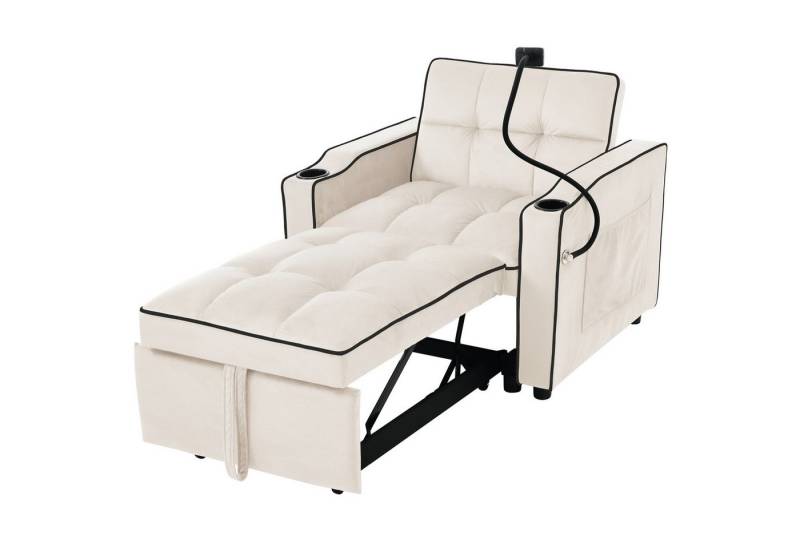 IDEASY Schlafsofa Schlafsofa Sessel ausziehbar mit Getränkehaltern und Handyhalter, 3-fach verstellbare Rückenlehne, 2 Getränkehalter, Handyhalterung von IDEASY
